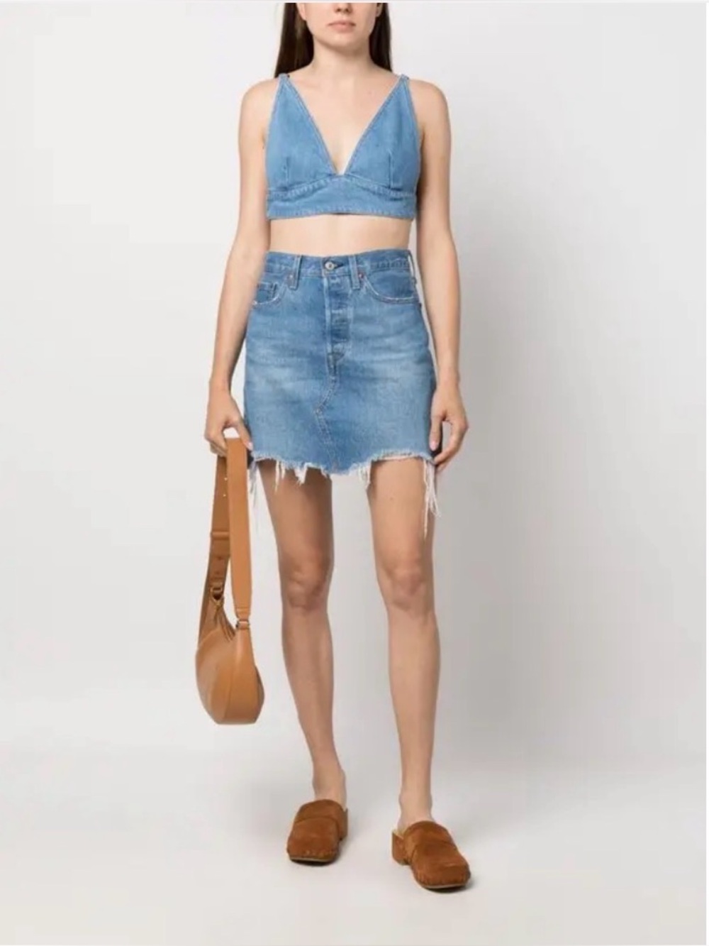BA&SH Bly Denim Cropped Top